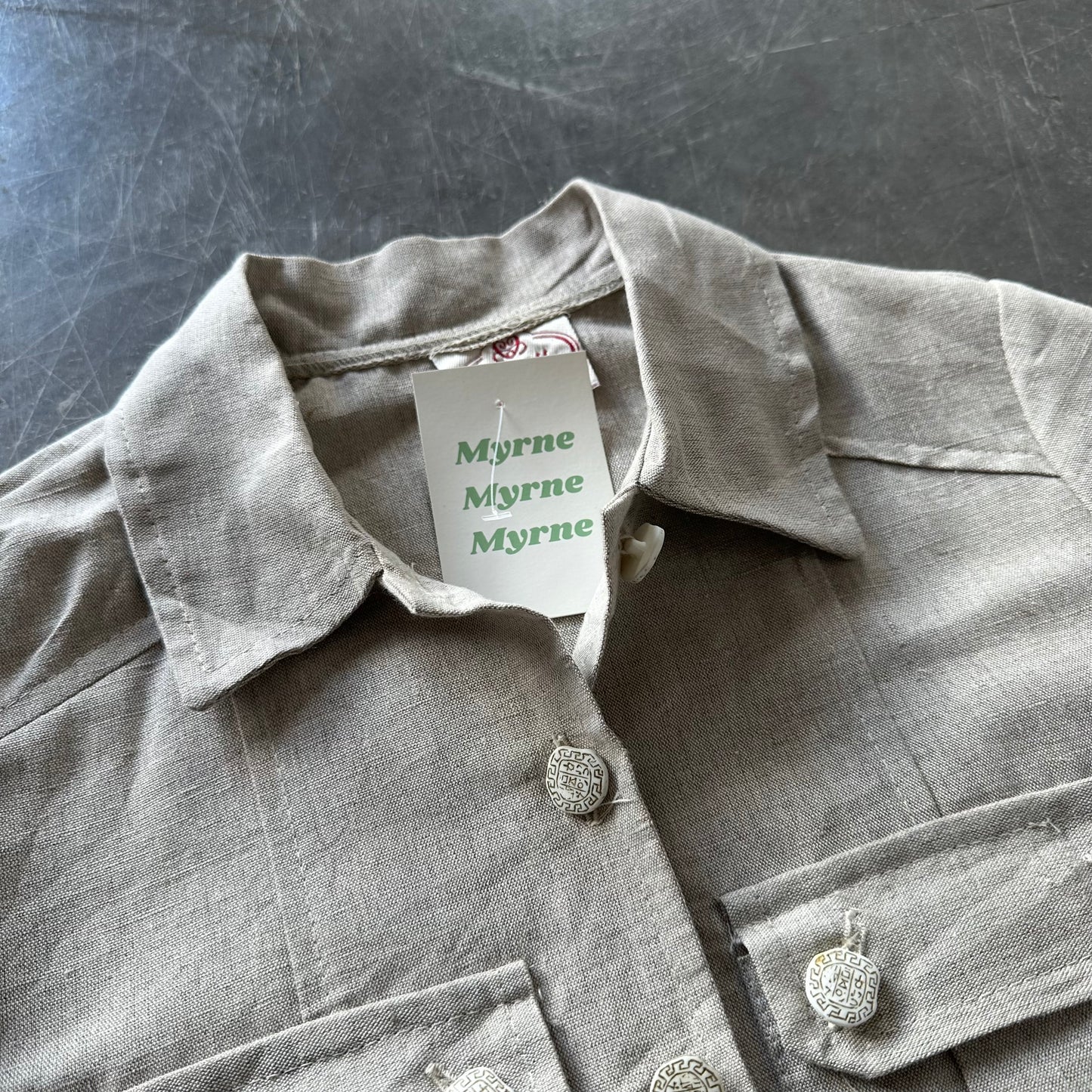 Vintage Linen Blouse UK 4