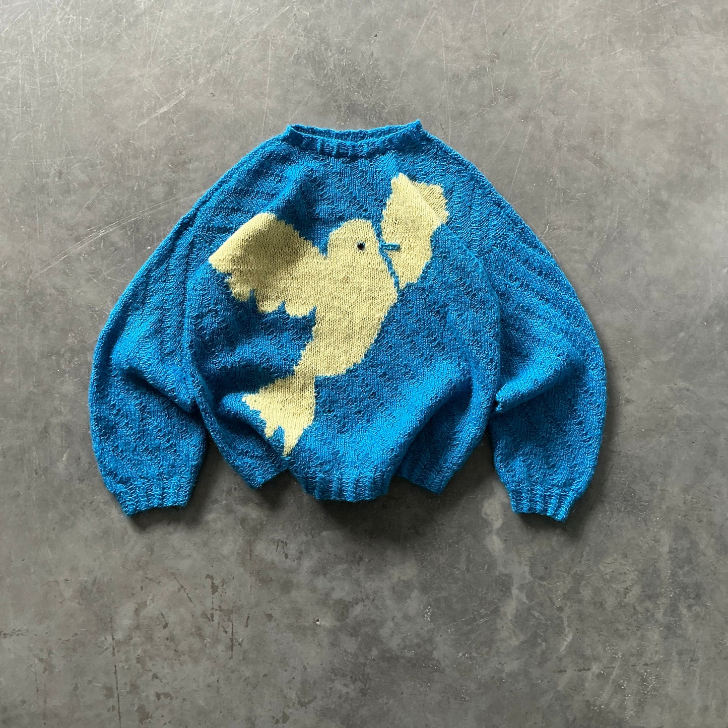 Hand Knitted Dove Jumper Size S