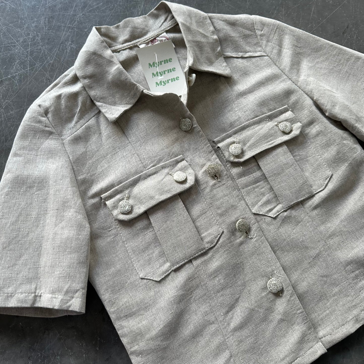 Vintage Linen Blouse UK 4