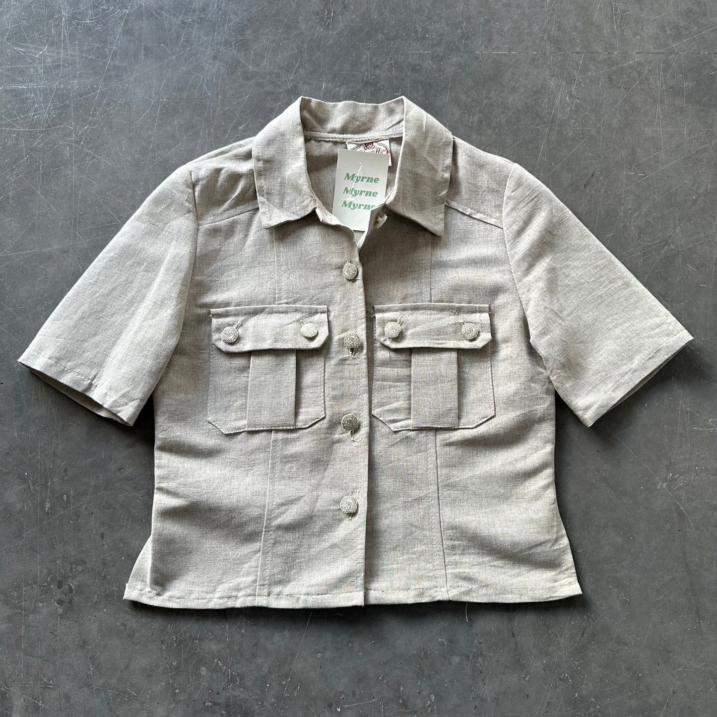 Vintage Linen Blouse UK 4
