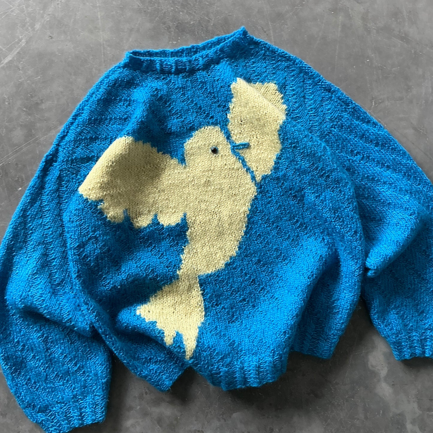 Hand Knitted Dove Jumper Size S