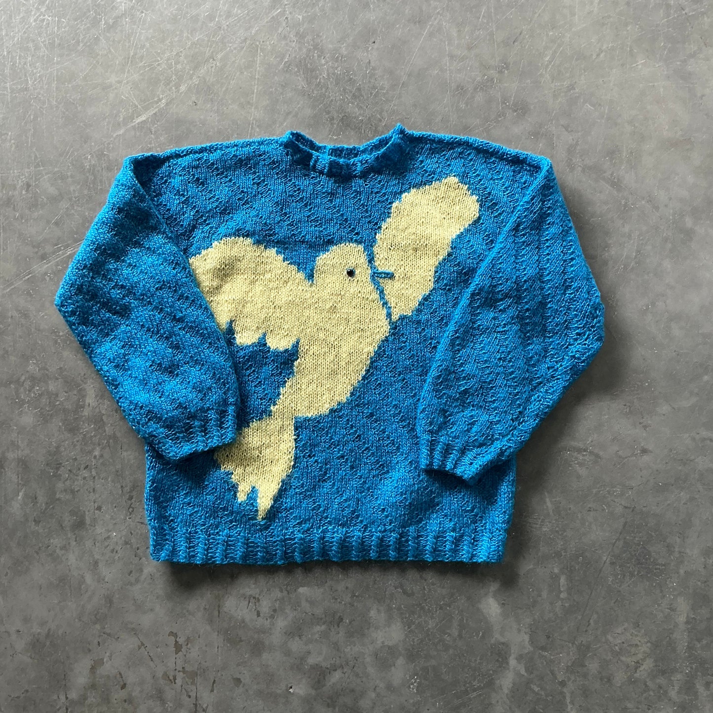 Hand Knitted Dove Jumper Size S