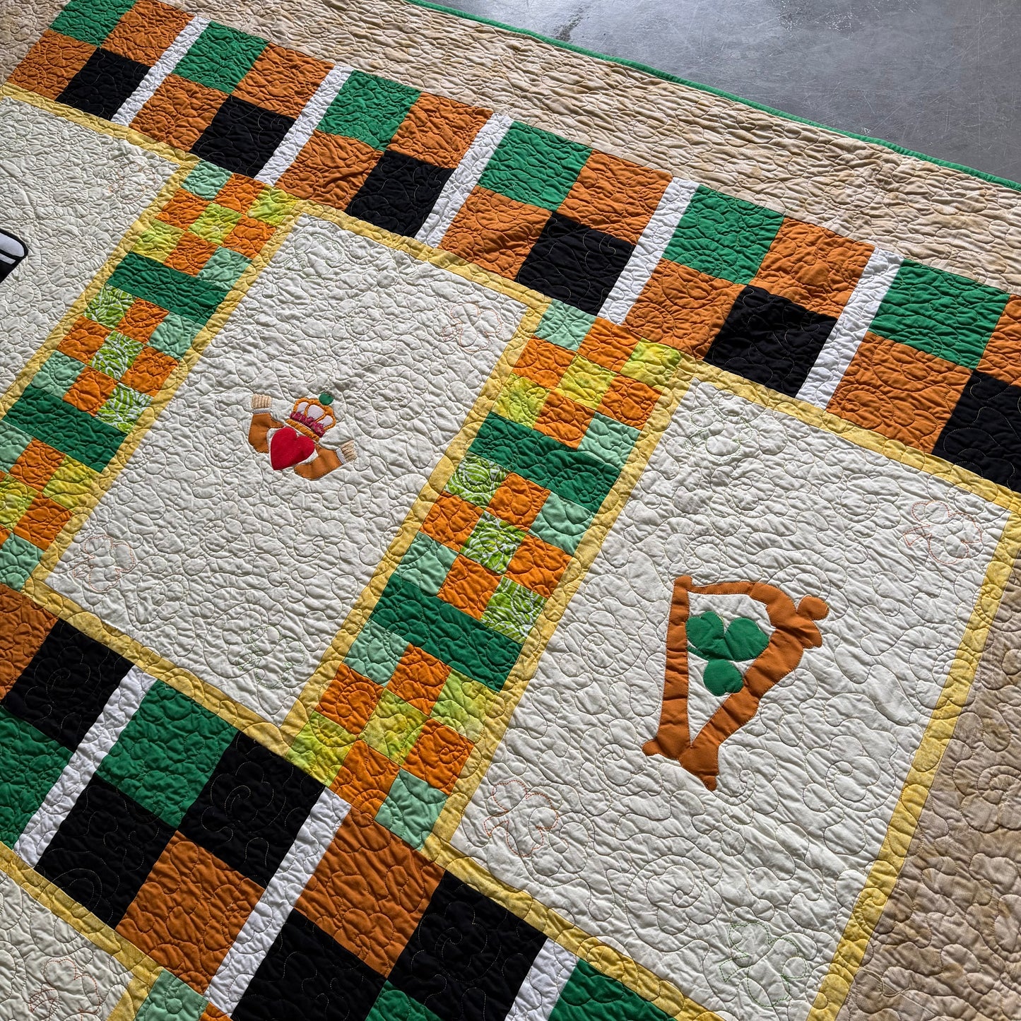 Antique Large Handmade Irish Quilt 230x195cm