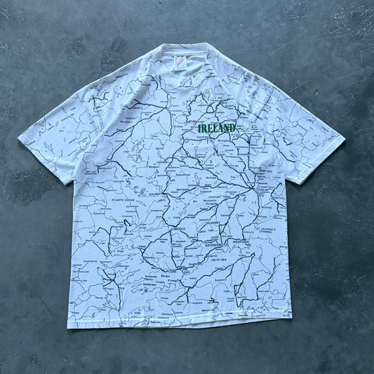 90's Vintage Ireland Map Tee Size Large