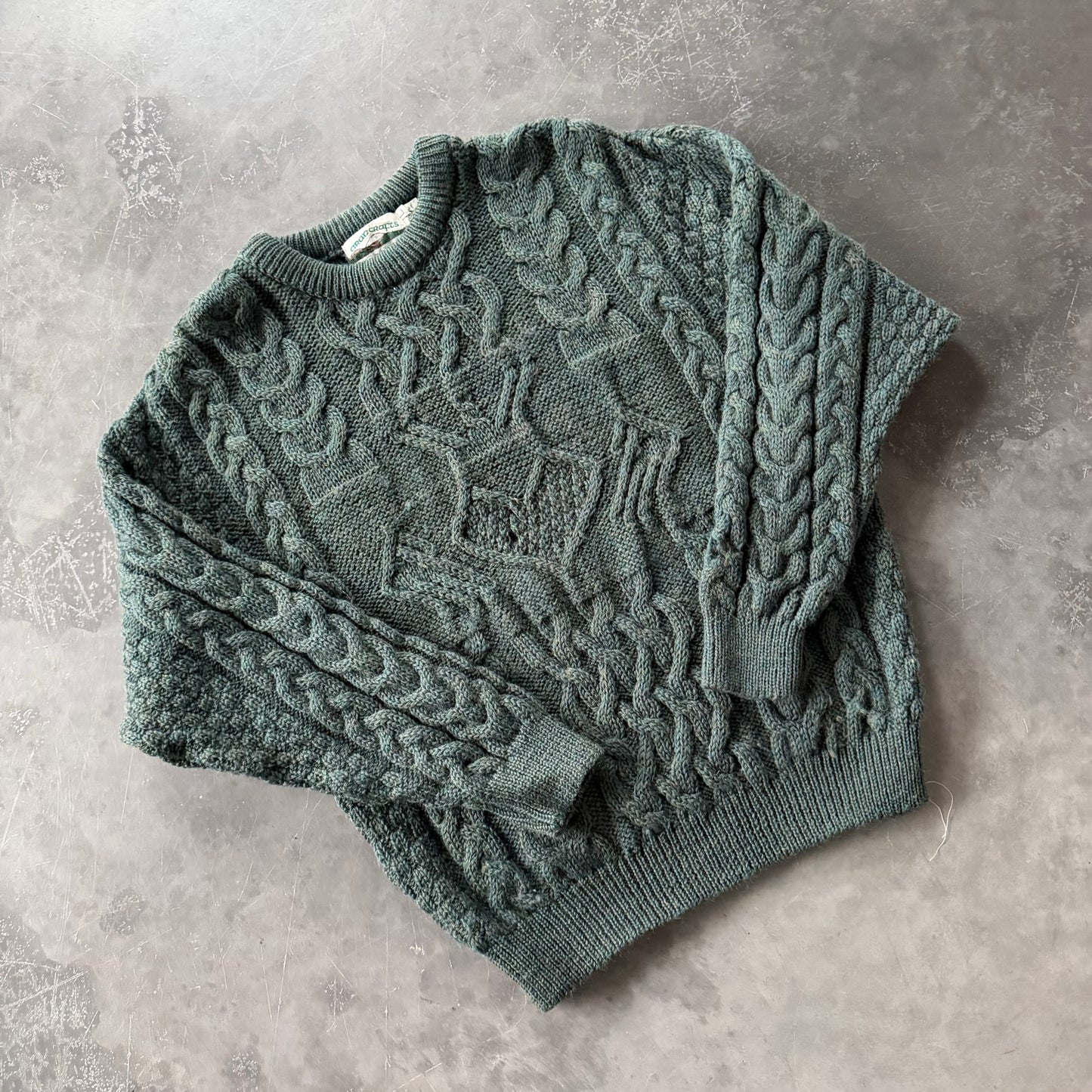 Vintage Claddagh Aran Wool Geansaí Size L/XL
