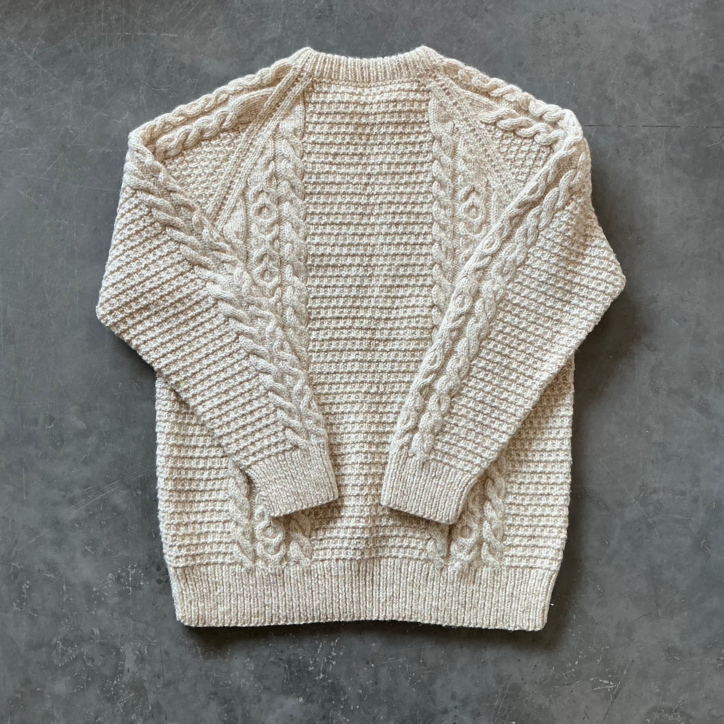 Vintage Aran Beige Geansaí UK 12