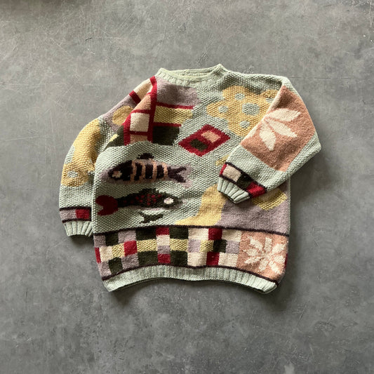 Vintage Fish Wool Sweater Size Small WMNS