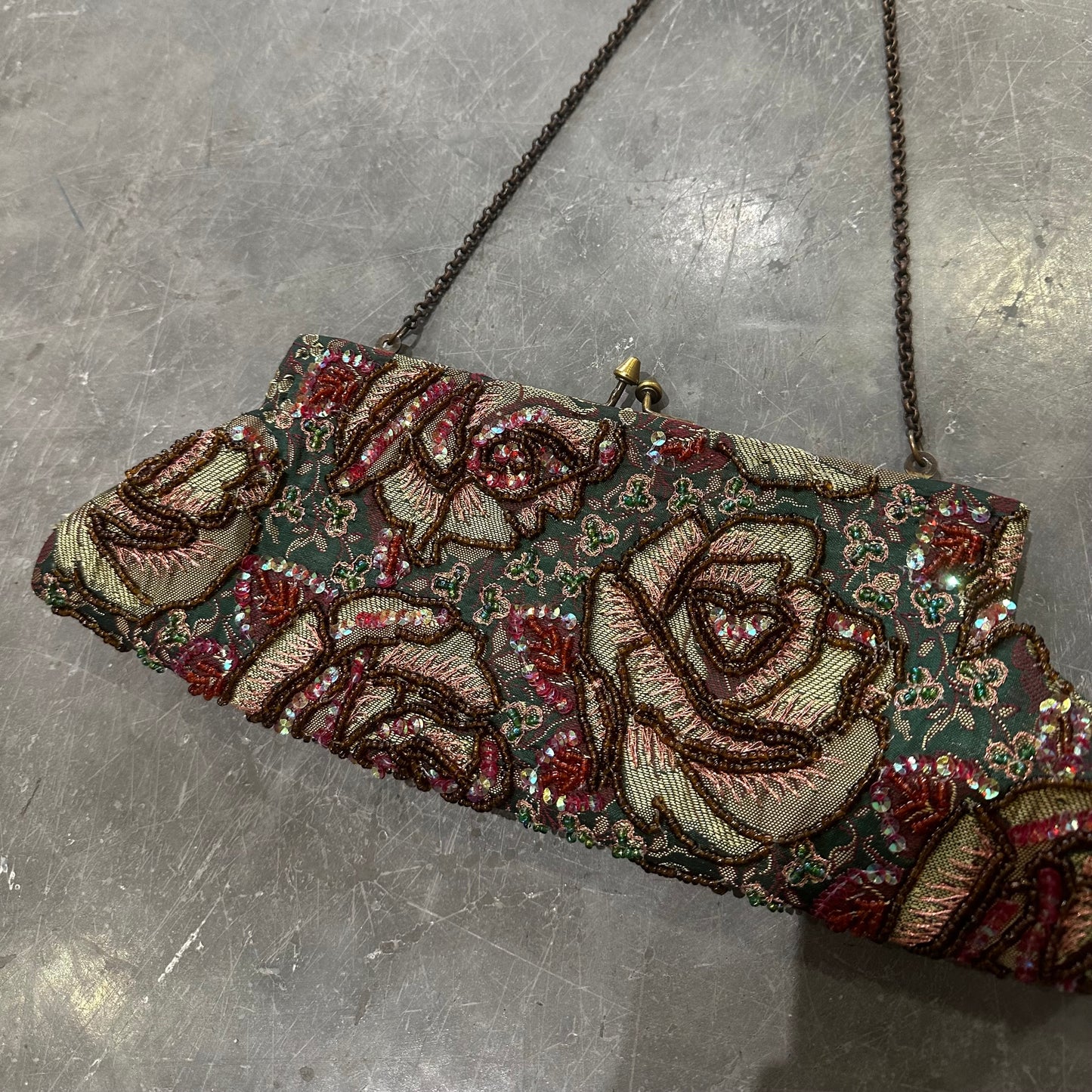 Vintage Floral Beaded Bag