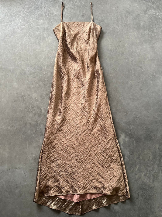 Vintage Gold Maxi Dress UK 10