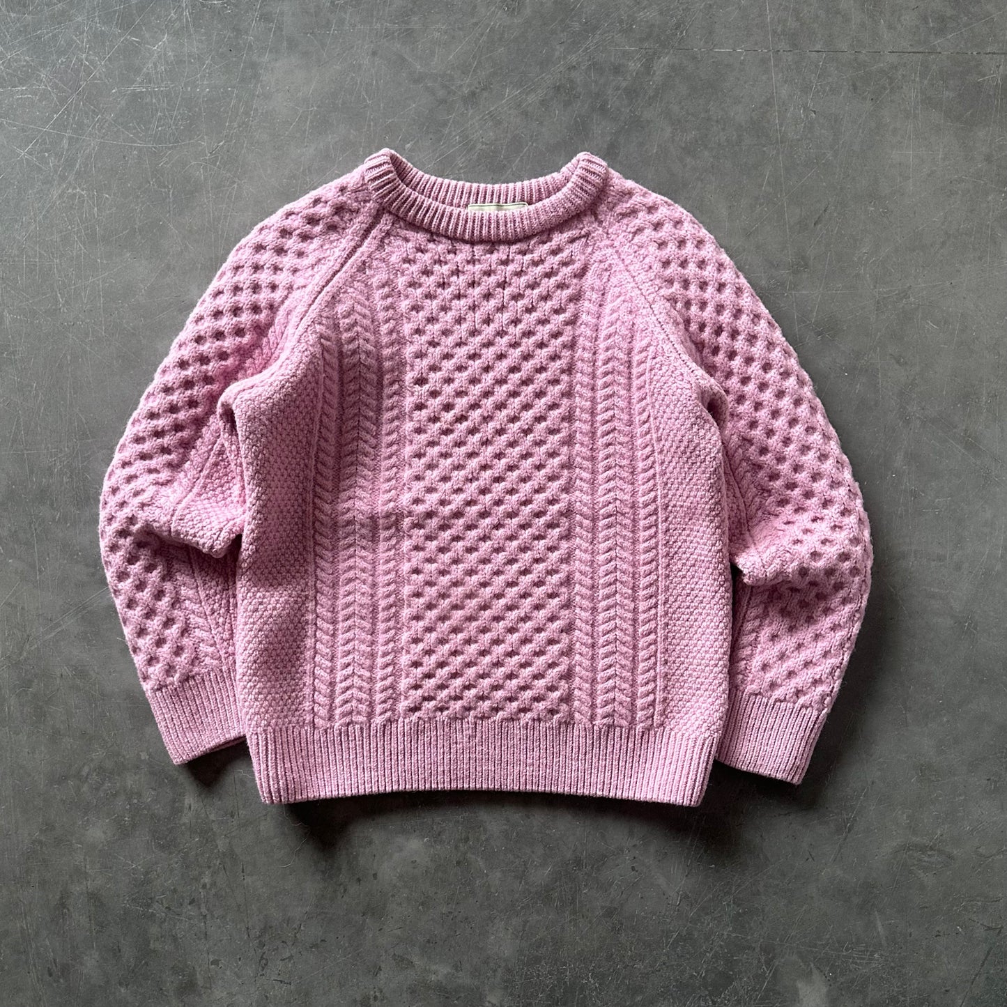 Vintage Pink Aran Wool Sweater UK 6