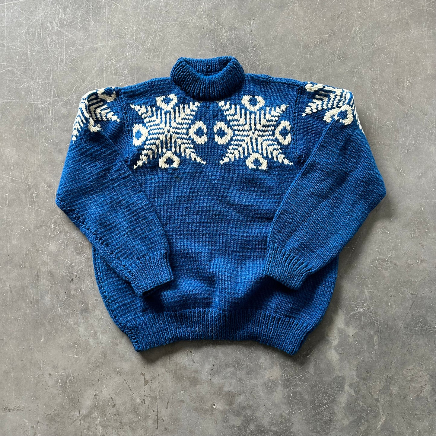 Hand Knitted Snowflake Sweater Size S/M