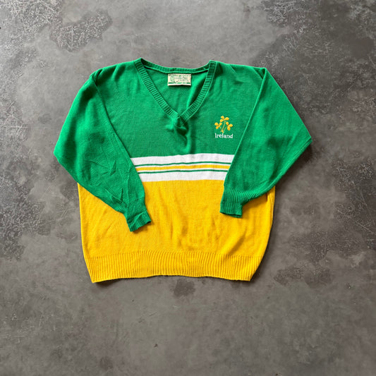 80's Vintage Ireland V-Neck Sweater Size XL