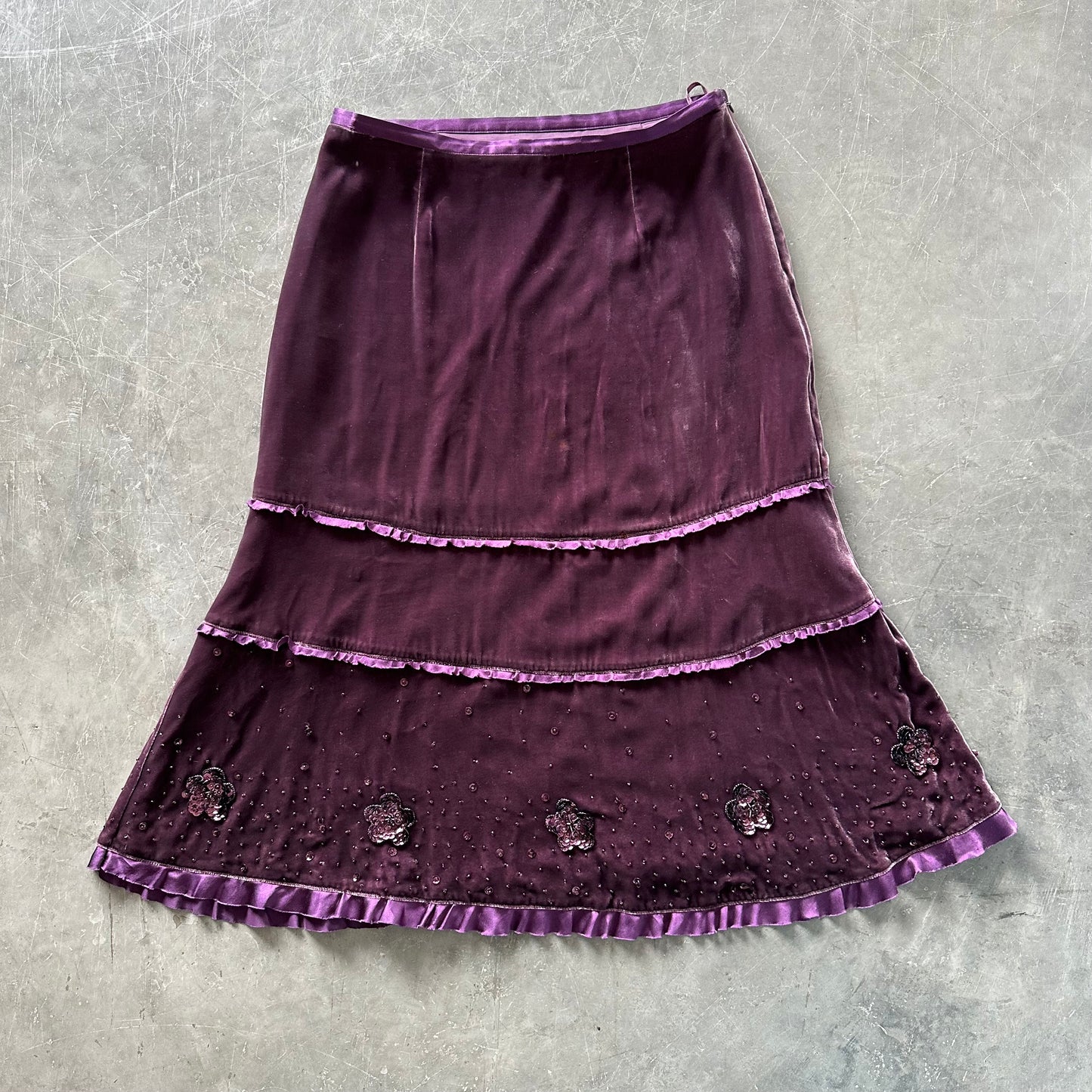 Vintage Velvet Midi Skirt UK 8