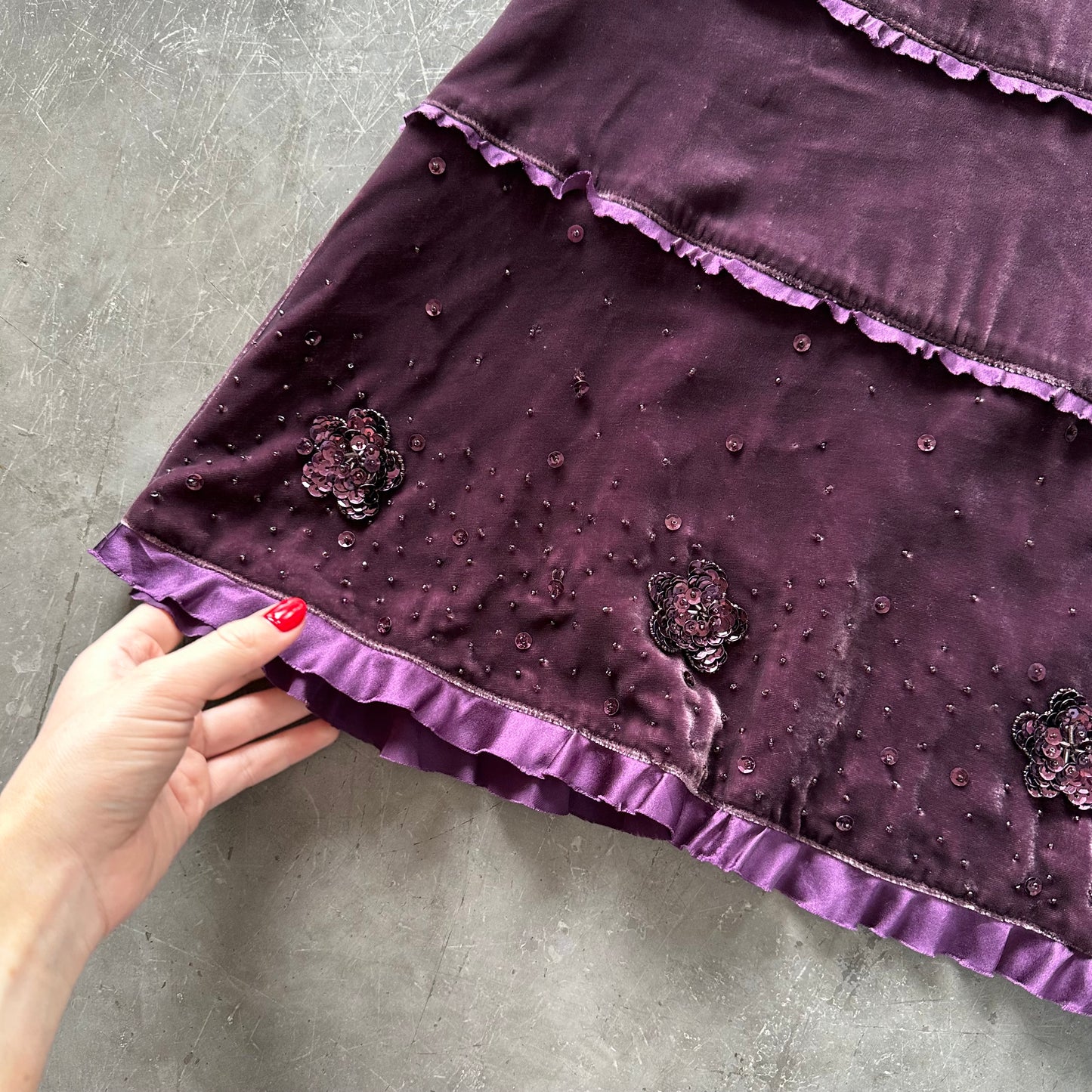 Vintage Velvet Midi Skirt UK 8