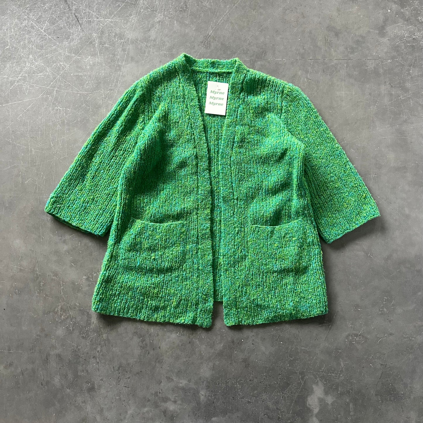 Vintage Green Knit Cardigan Size M