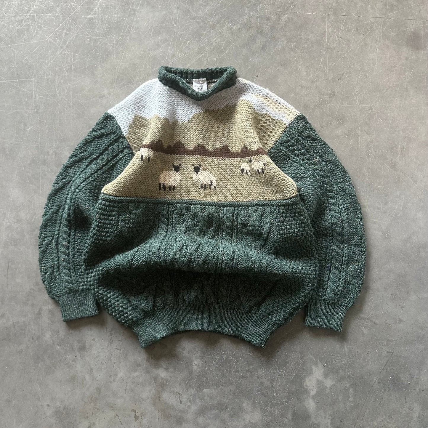 Vintage Woollen Sheep Geansaí Size Large