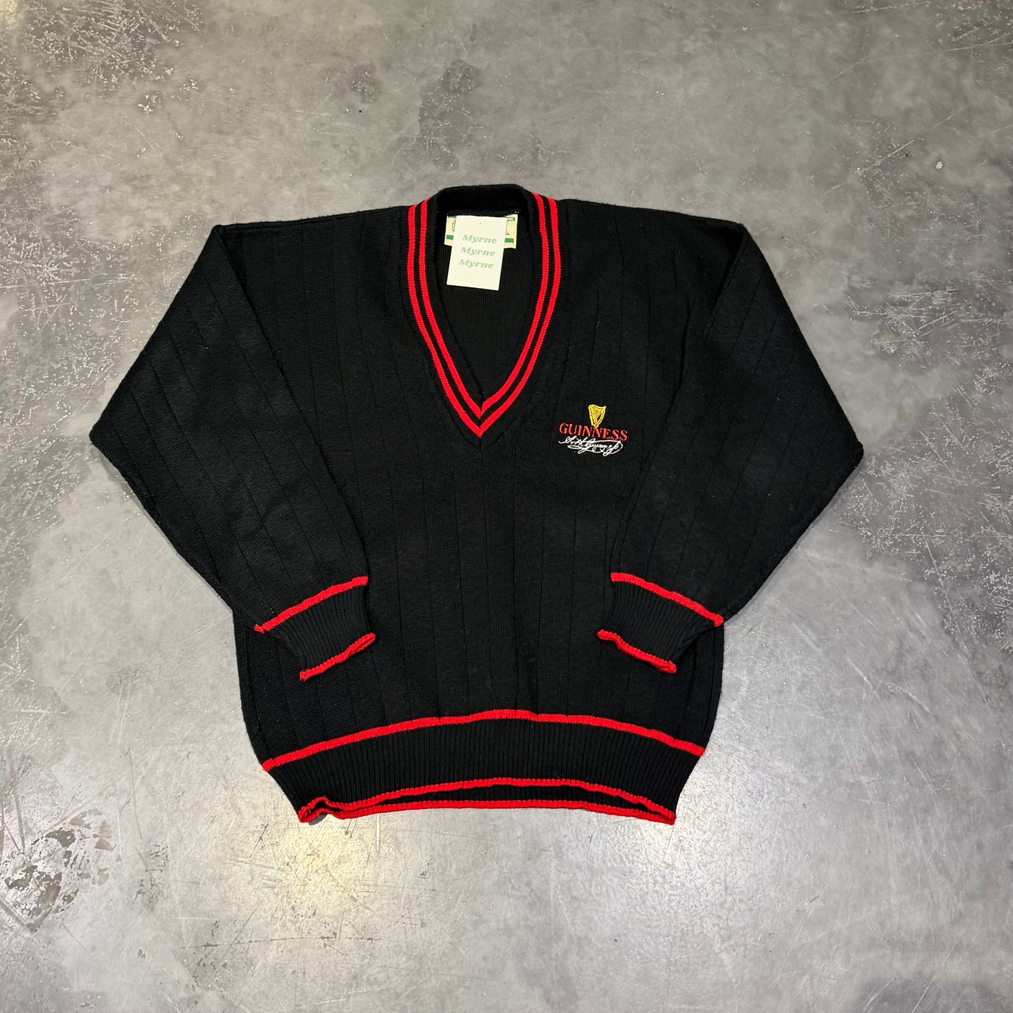 Vintage Guinness V-Neck Sweater Size Small