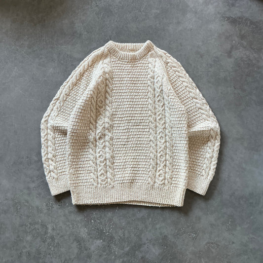 Vintage Aran Beige Geansaí UK 12