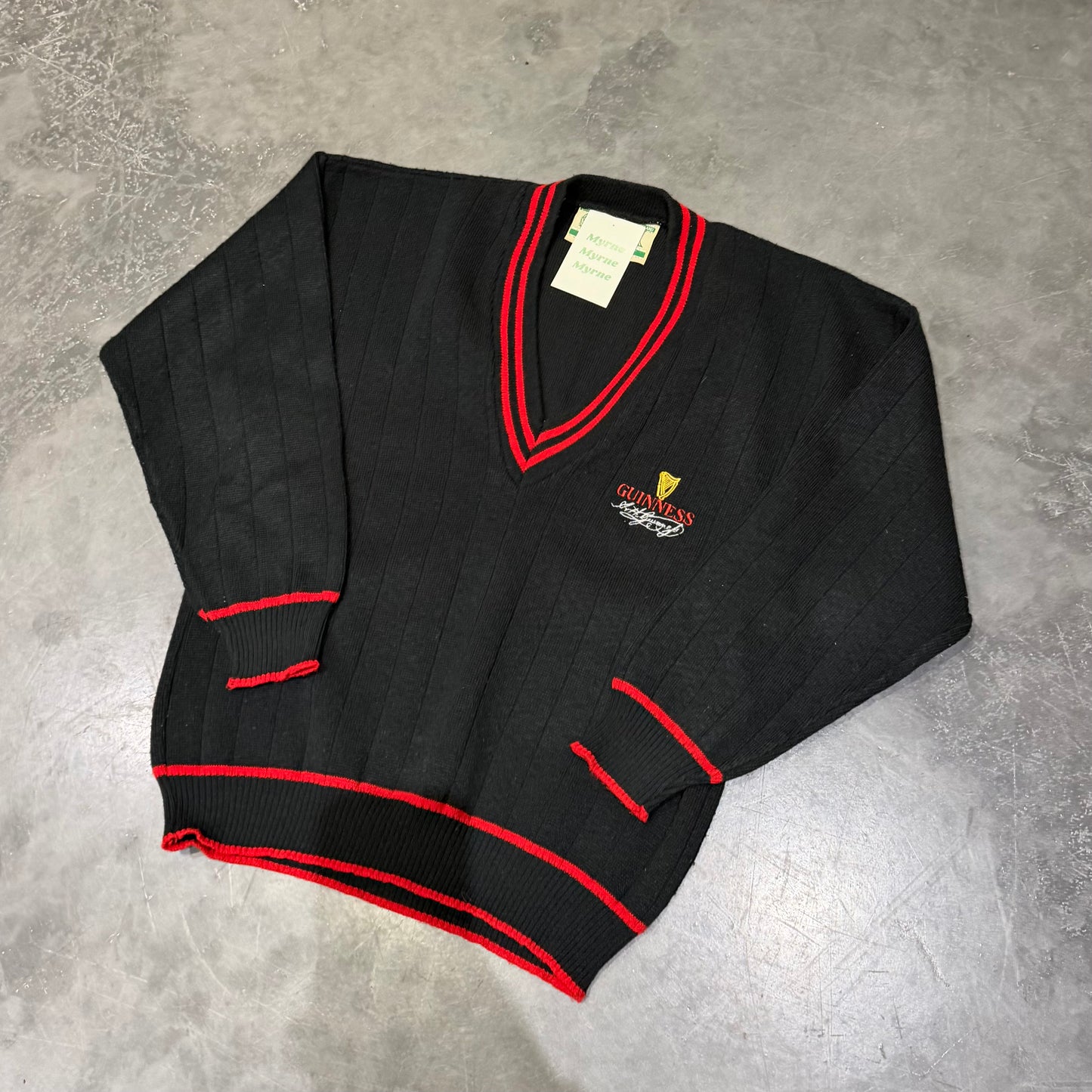 Vintage Guinness V-Neck Sweater Size Small