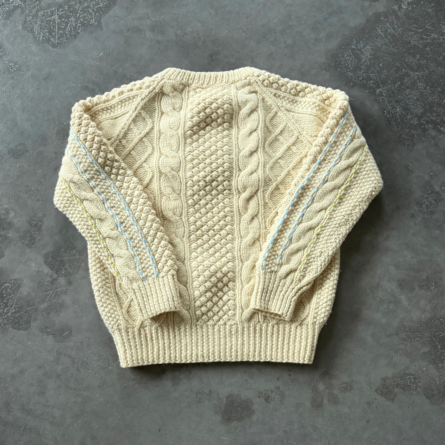 Hand Embroidered Claddagh Wool Geansaí Size Small