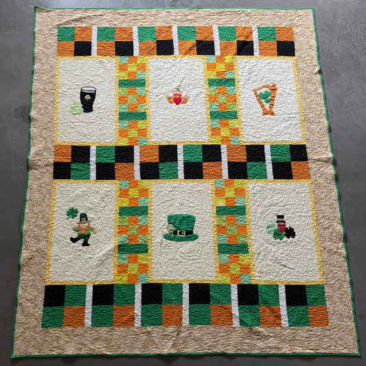 Antique Large Handmade Irish Quilt 230x195cm