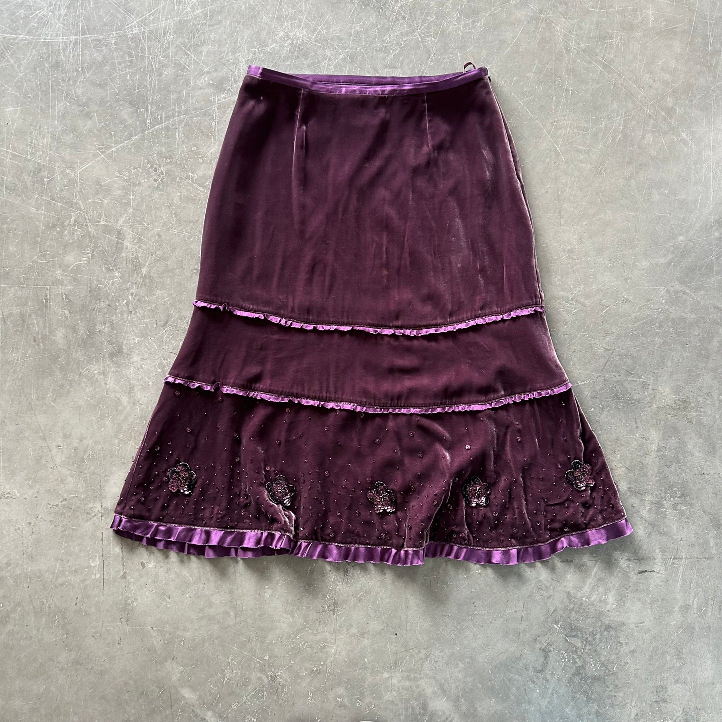 Vintage Velvet Midi Skirt UK 8