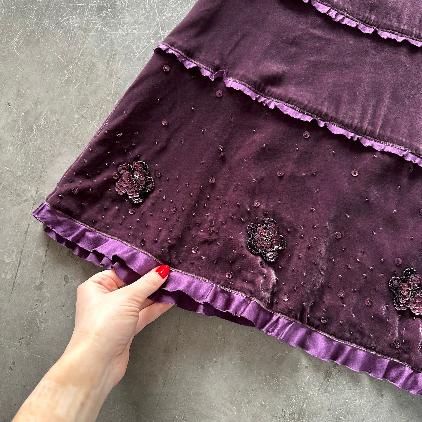 Vintage Velvet Midi Skirt UK 8