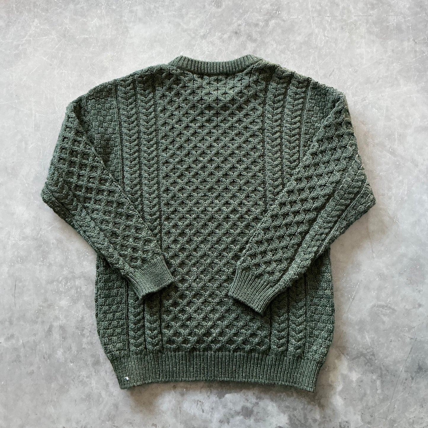 Vintage Green Aran Geansaí Size Large