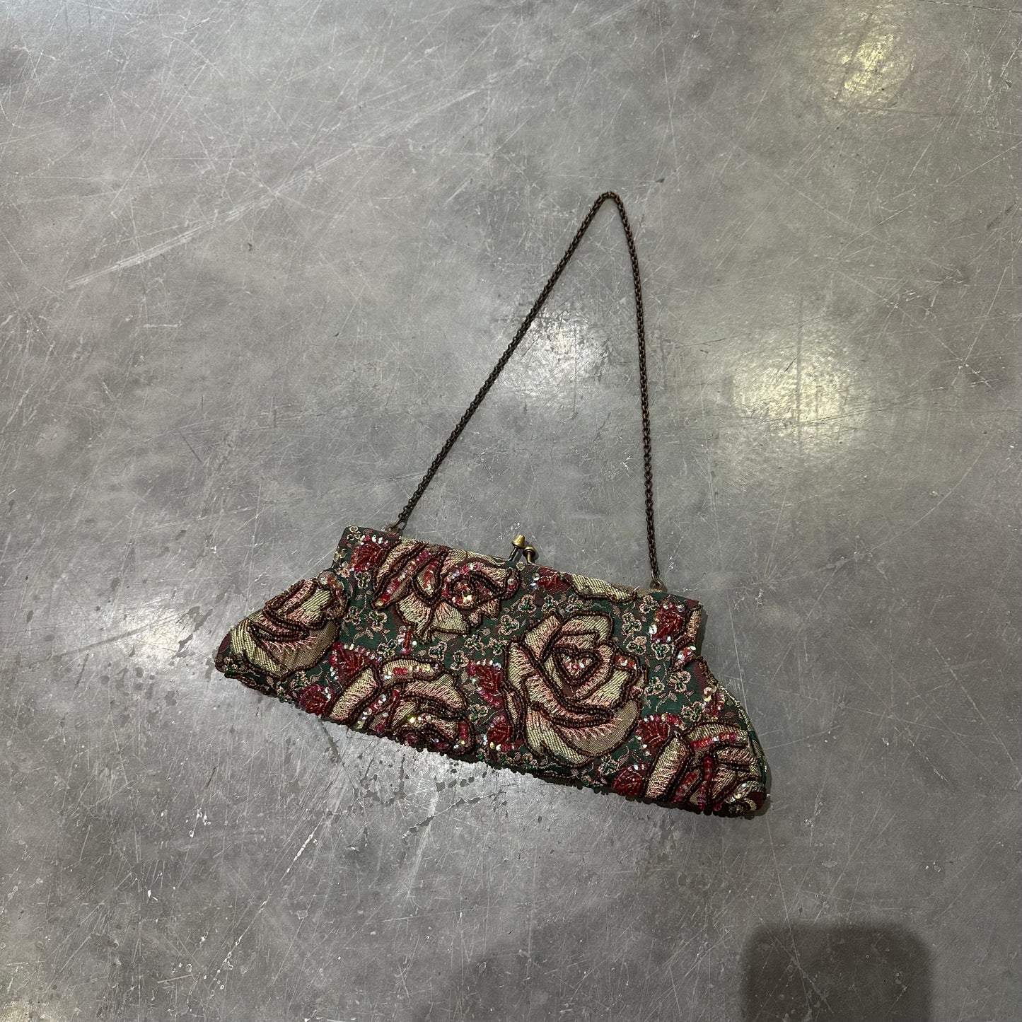 Vintage Floral Beaded Bag