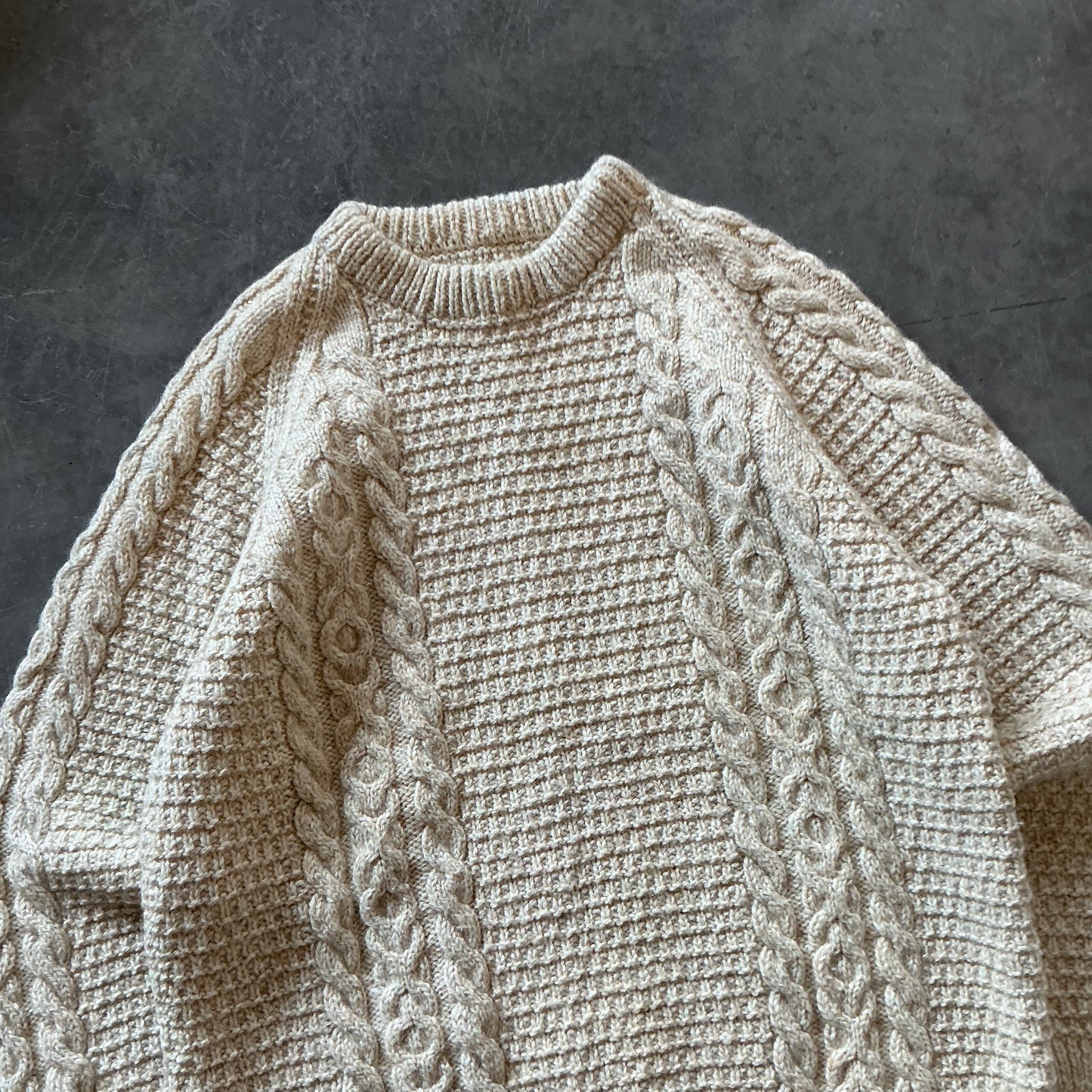 Vintage Aran Beige Geansaí UK 12