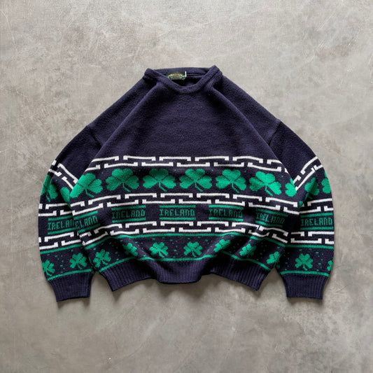80's Vintage Ireland Shamrock Sweater Size L