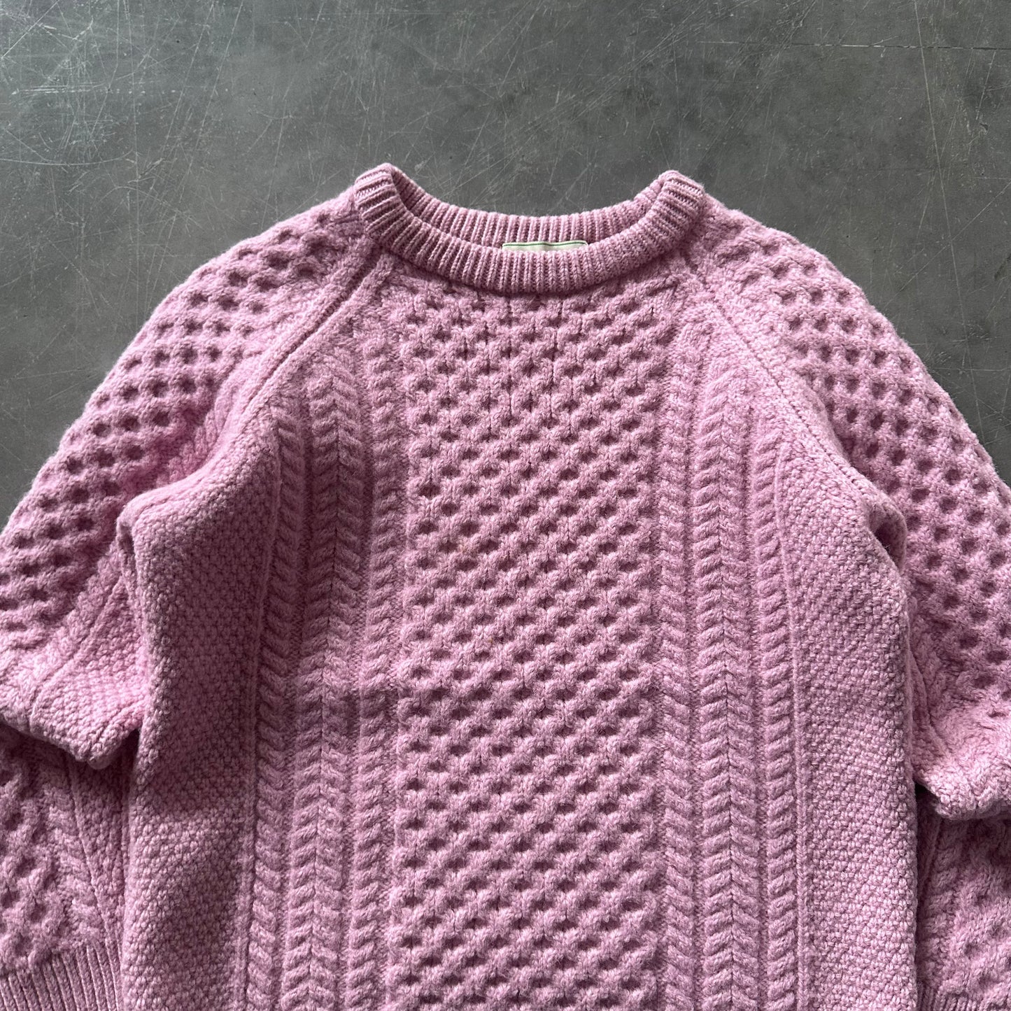 Vintage Pink Aran Wool Sweater UK 6