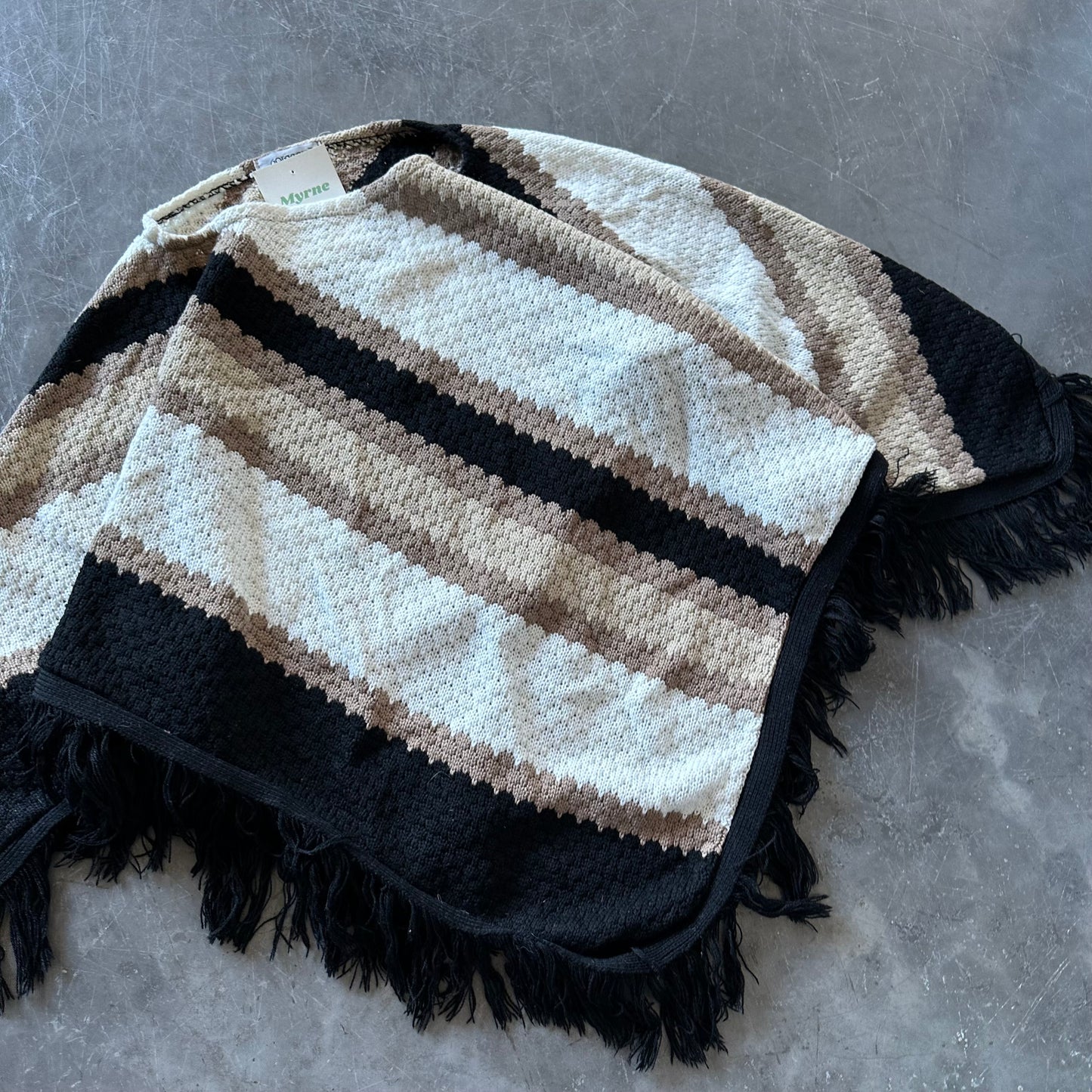 Vintage Knit Poncho One Size