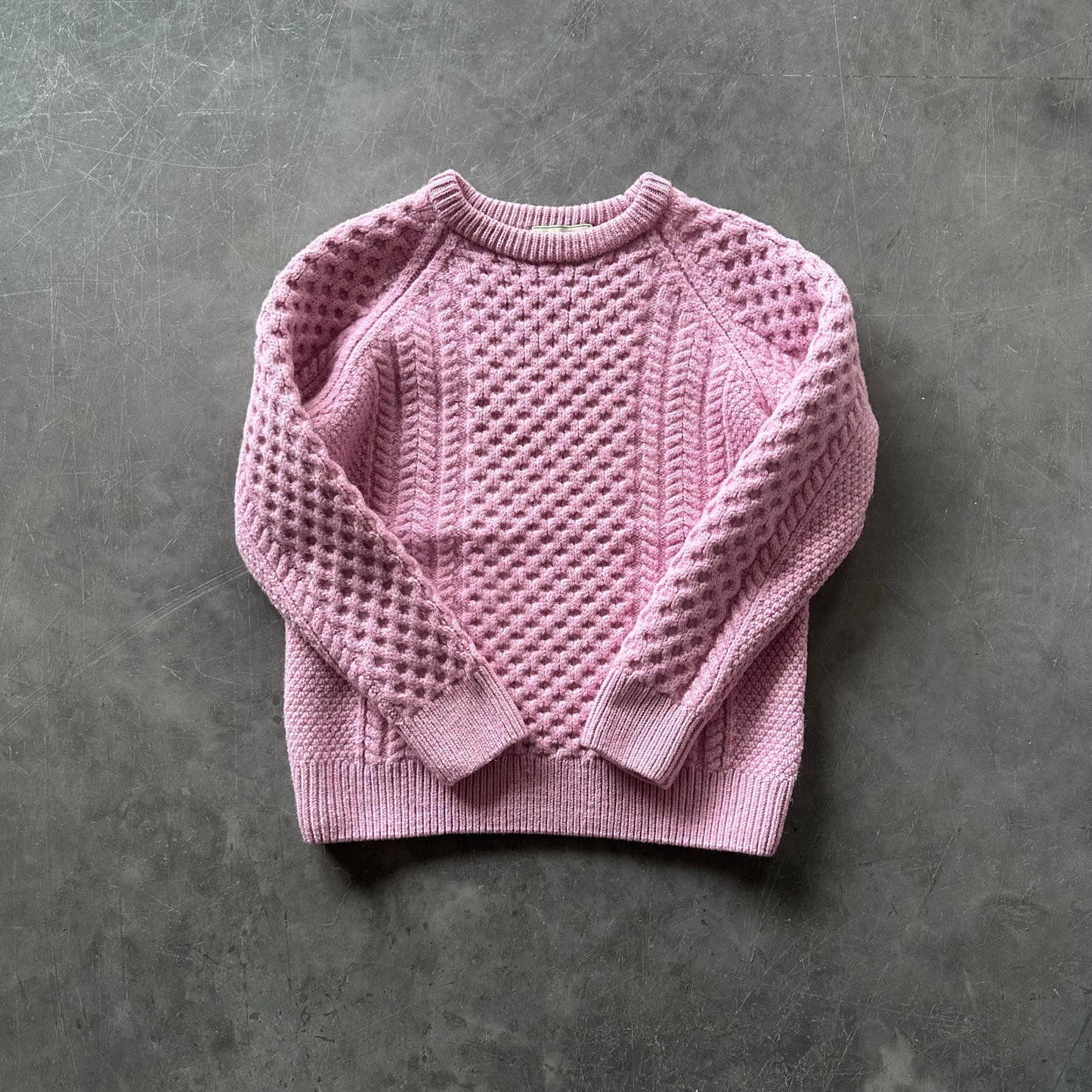 Vintage Pink Aran Wool Sweater UK 6