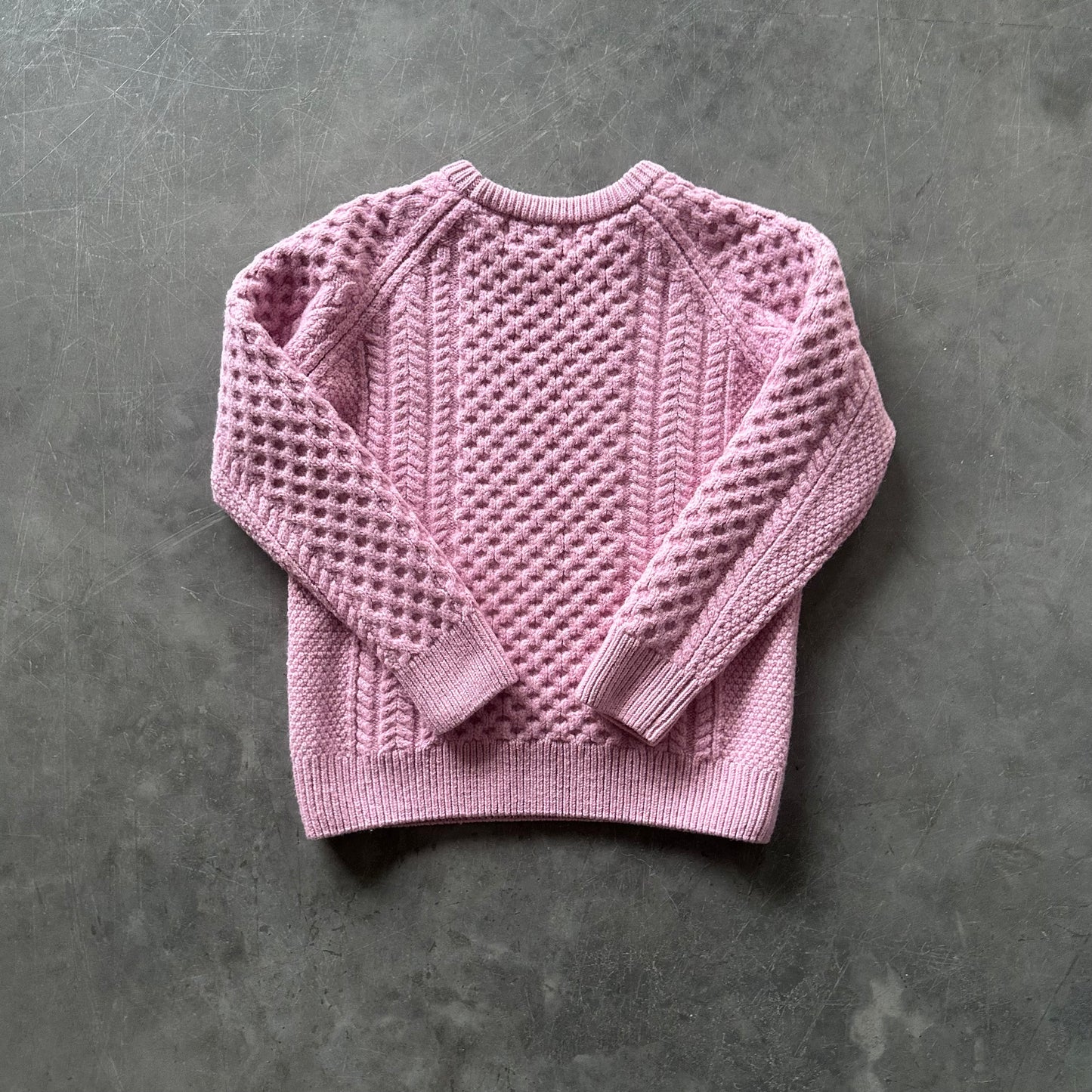 Vintage Pink Aran Wool Sweater UK 6