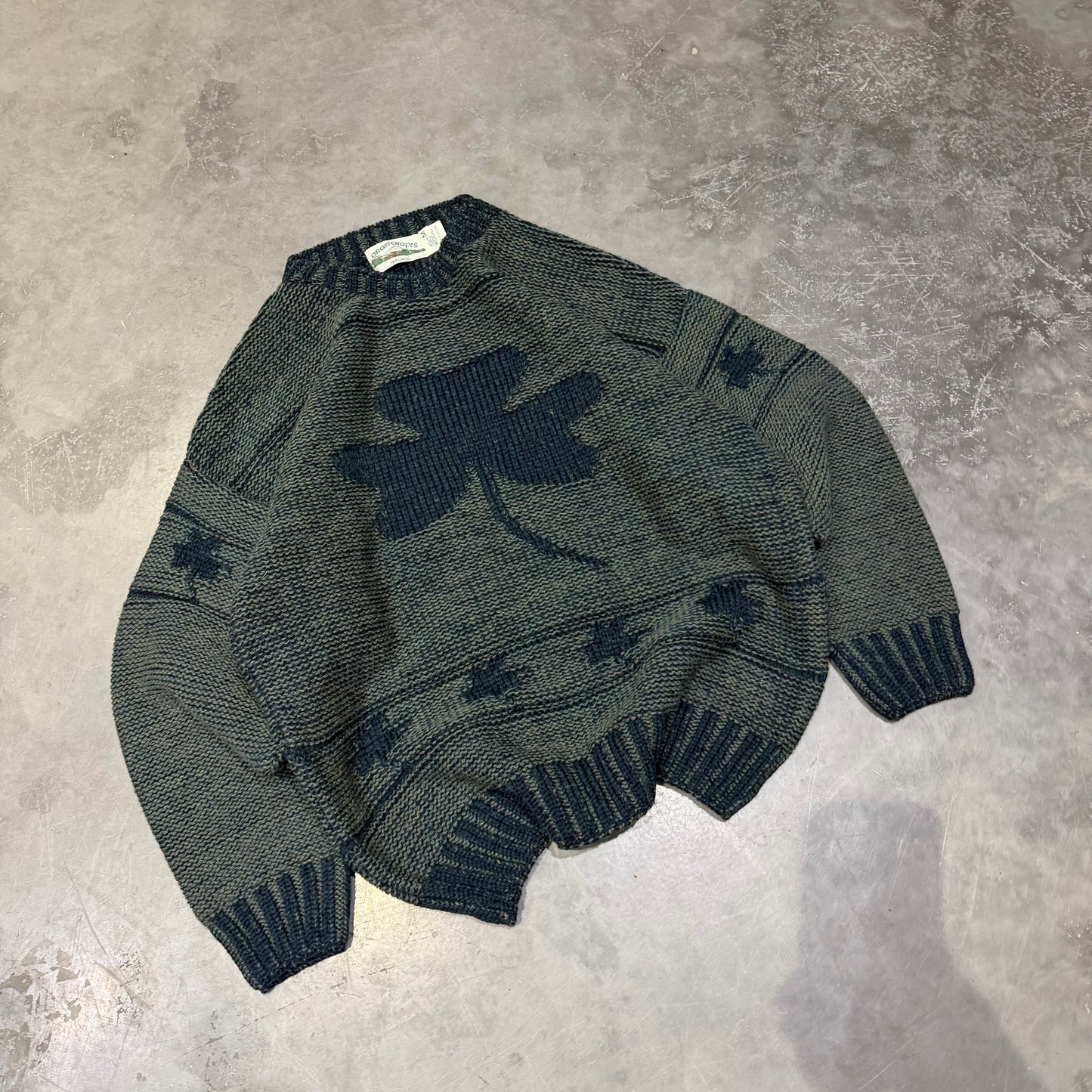 Vintage Green Shamrock Sweater Size M