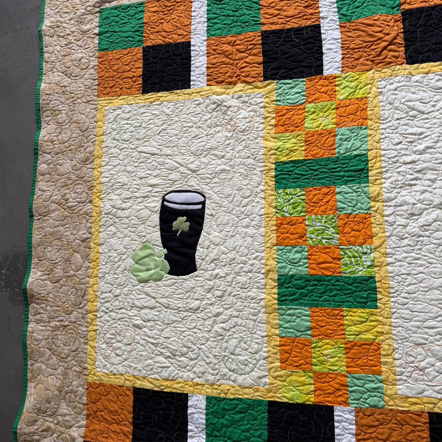 Antique Large Handmade Irish Quilt 230x195cm