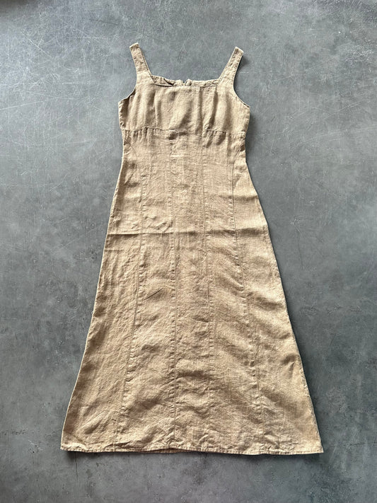 90's Linen Maxi Dress UK 10