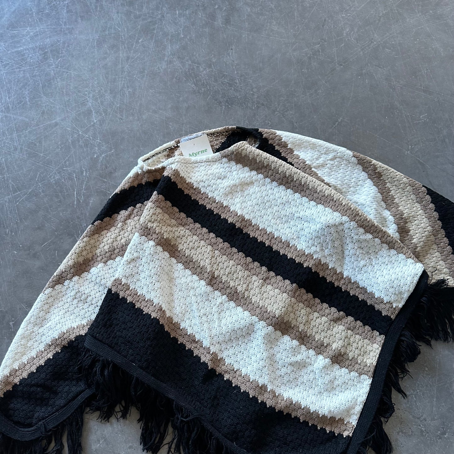 Vintage Knit Poncho One Size