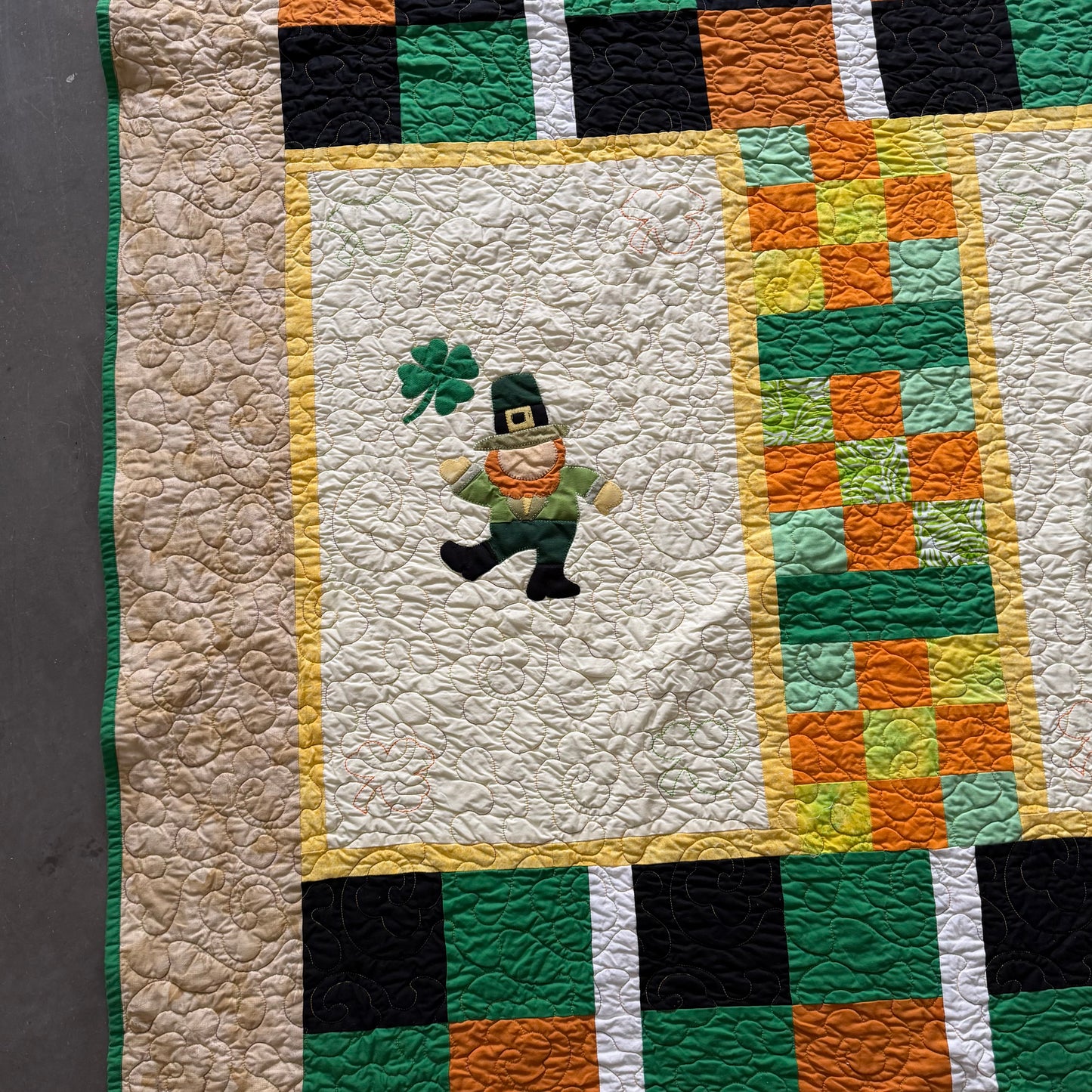 Antique Large Handmade Irish Quilt 230x195cm