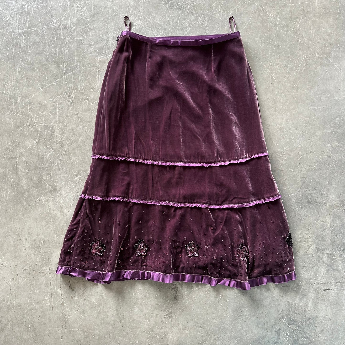 Vintage Velvet Midi Skirt UK 8