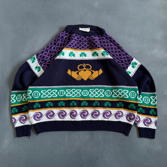 1980's Vintage Claddagh Sweater Size L