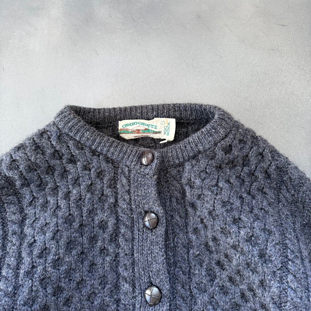 Vintage Aran Wool Cardigan Size Small