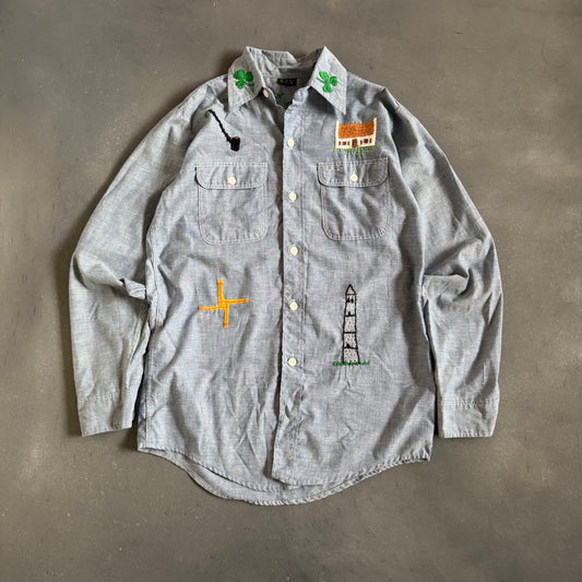 Vintage Embroidered Irish Motif Shirt Size M/L