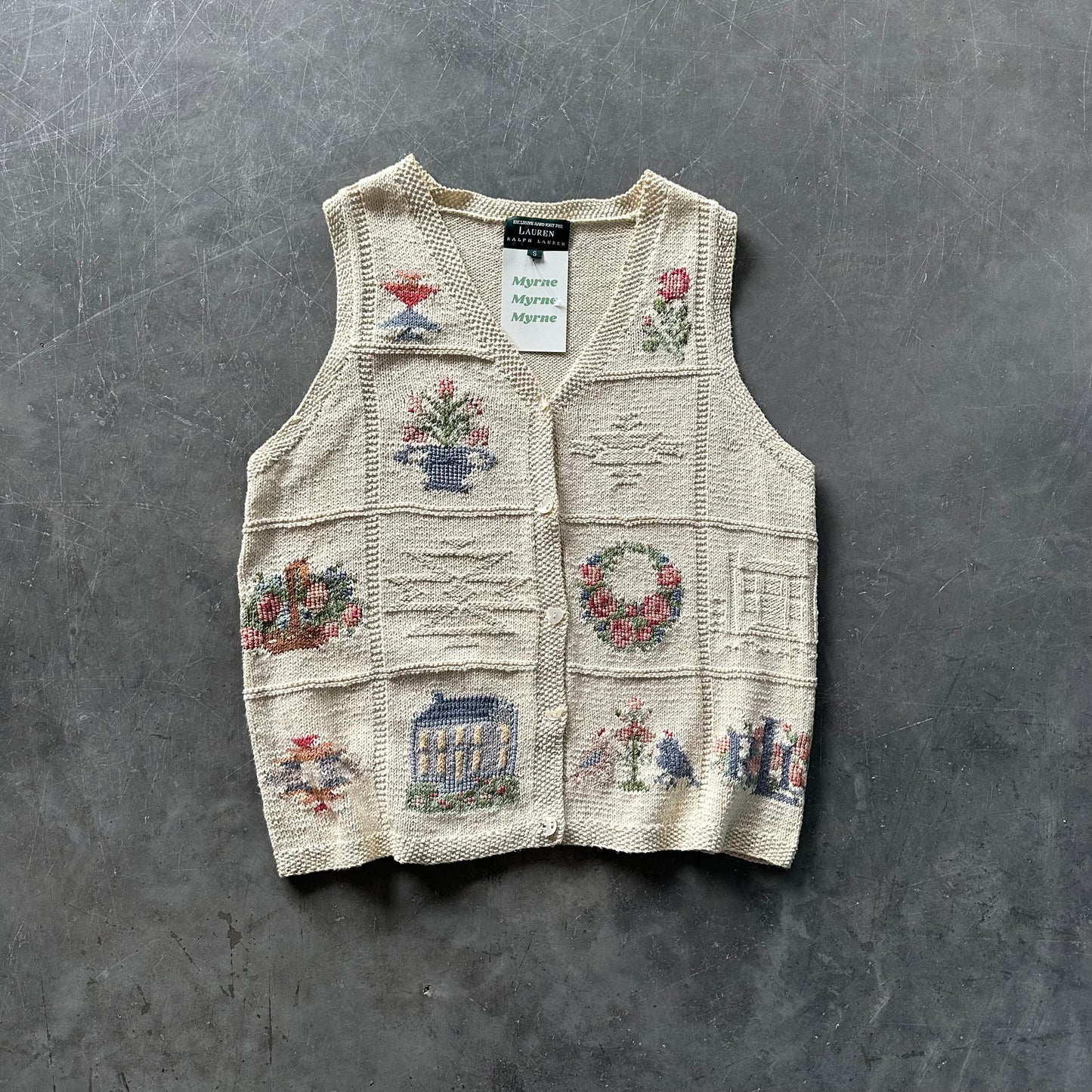 1990's Rare Ralph Lauren Hand Knitted Waistcoat