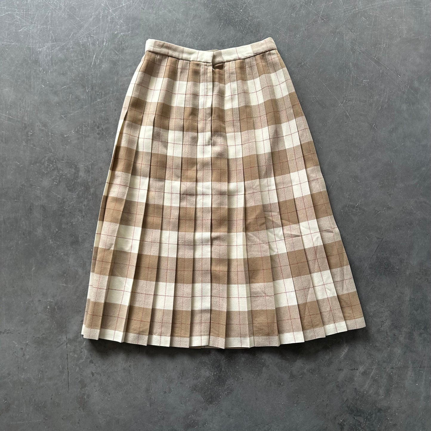 Vintage Plaid Pleat Midi Skirt UK 8