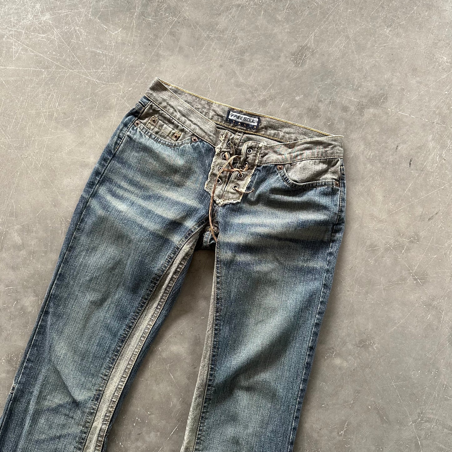 Vintage Lace Up Denim Jeans W26 L30