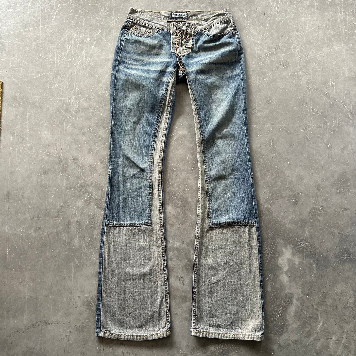 Vintage Lace Up Denim Jeans W26 L30