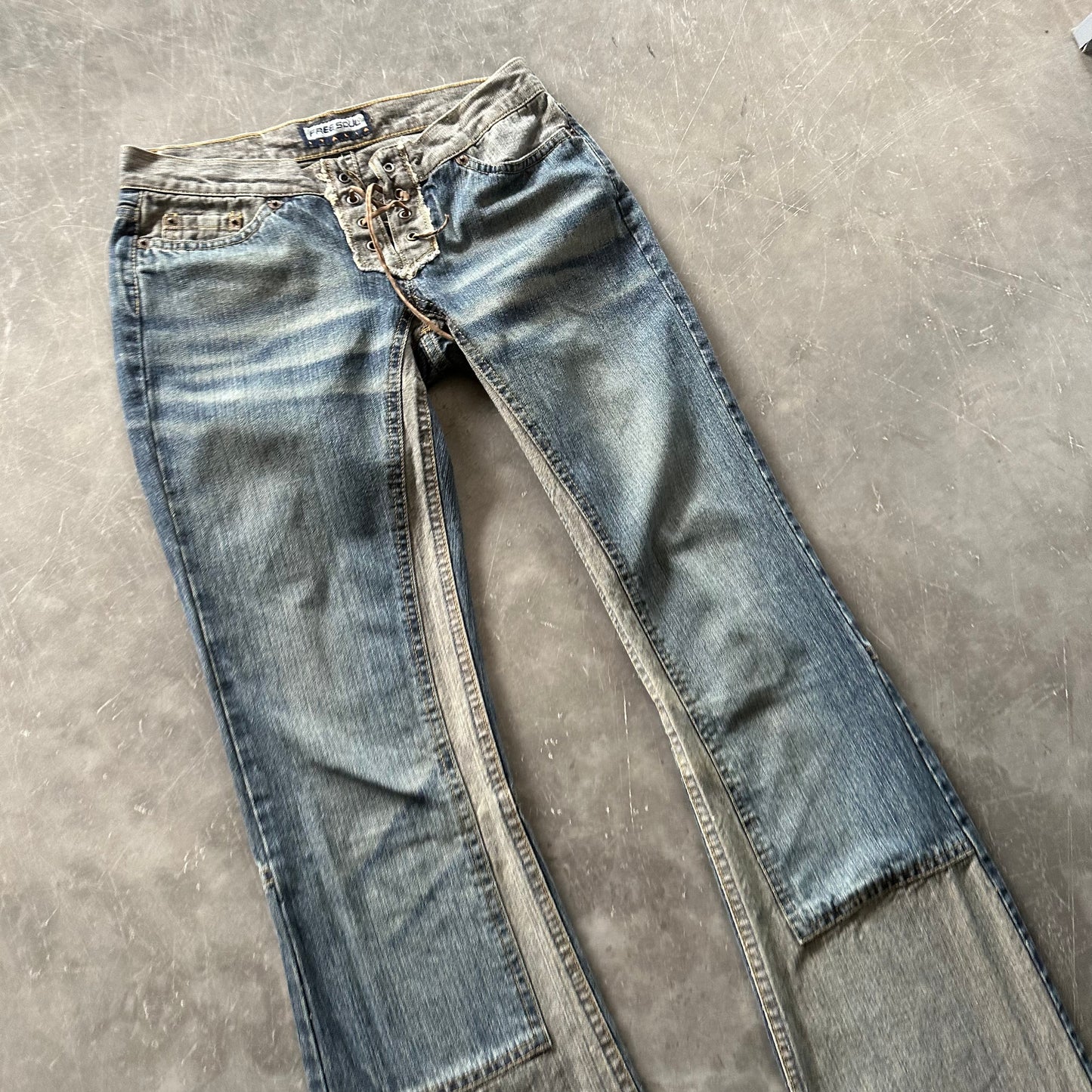 Vintage Lace Up Denim Jeans W26 L30