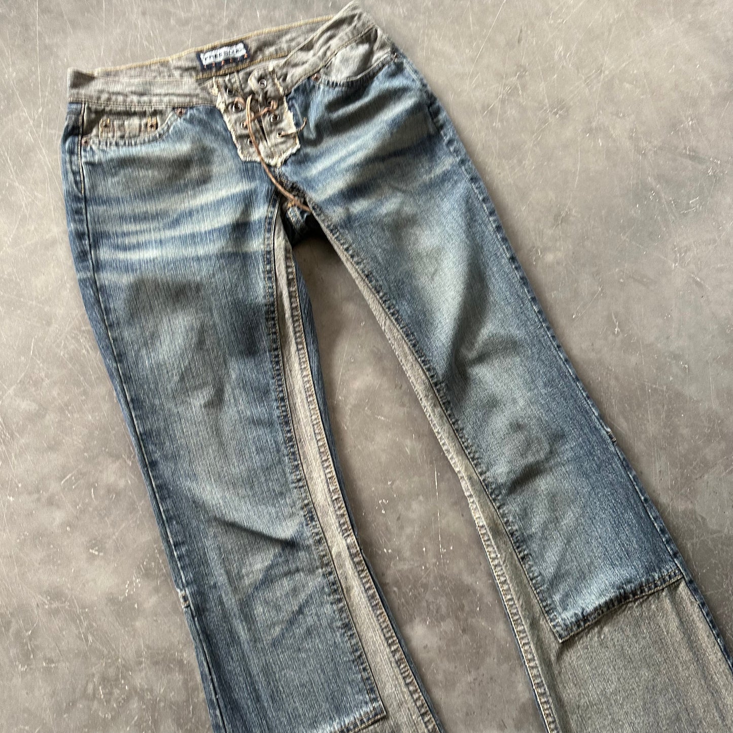 Vintage Lace Up Denim Jeans W26 L30